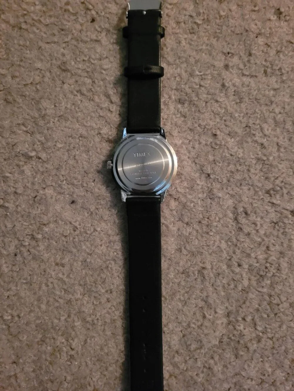 Like-new Timex Expedition watch with Indiglo backlight, black leather band